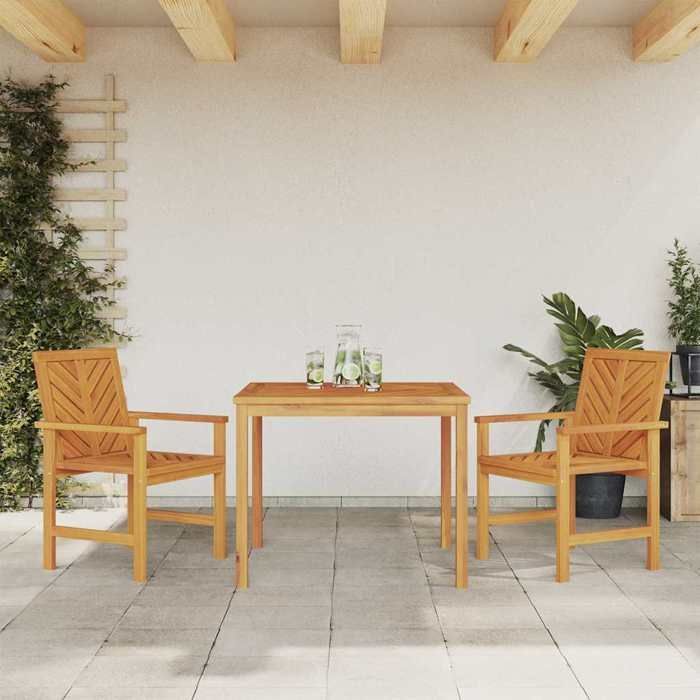 STAR SALE® Juego de mesa y sillas de jardín (3 piezas) - Resistente a los rayos UV - Marrón 90x90x74 cm T1