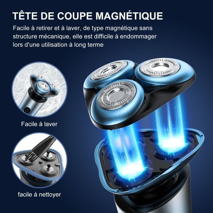 BSTRE Rasoir électrique - Tondeuse à barbe électrique rotative,tondeuse à barbe électrique rechargeable utilisable à sec et à l'eau
