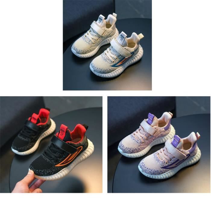 Scarpe da ginnastica per bambini e bambine, scarpe sportive con tessuto a rete traspirante - Beige - INSFITY - Velcro