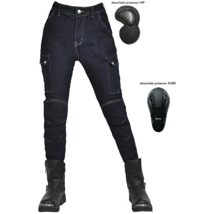 Pantalones de motociclista, vaqueros de motociclista, vaqueros casuales de cintura alta para mujer