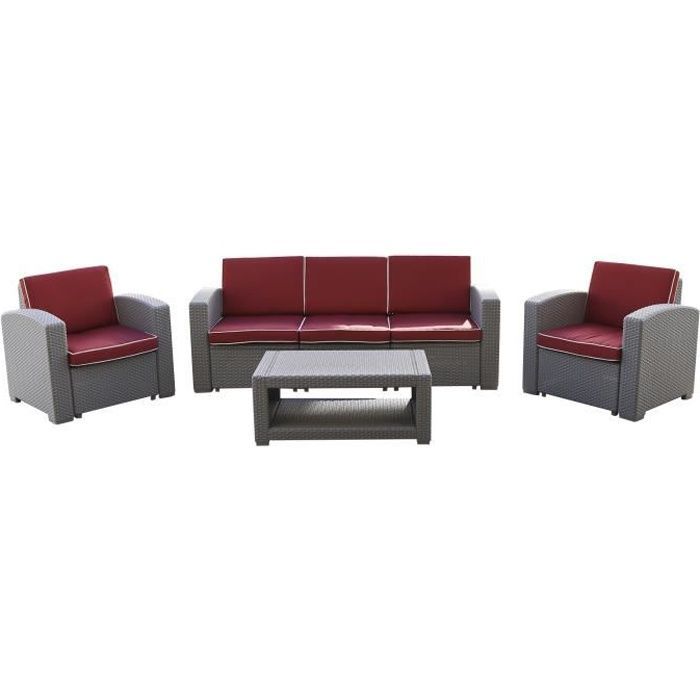 Chillvert Treviso Garden Furniture Set in Resin: 1 Sofa + 2 Armchairs + Table, Light Grey