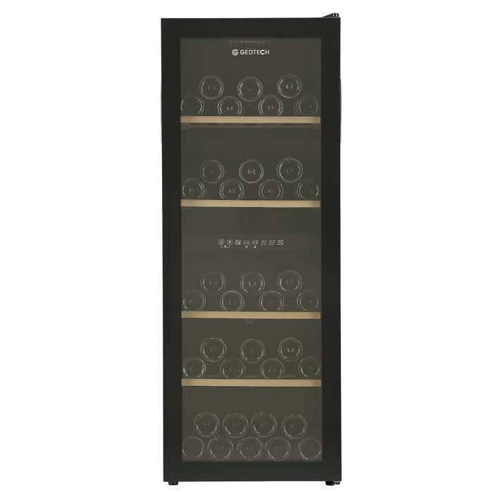 Cantinetta per vini da invecchiamento GEDTECH GWC86 - Autoportante - 86 bottiglie - Doppia zona - Ripiani in legno - No Frost - Nera