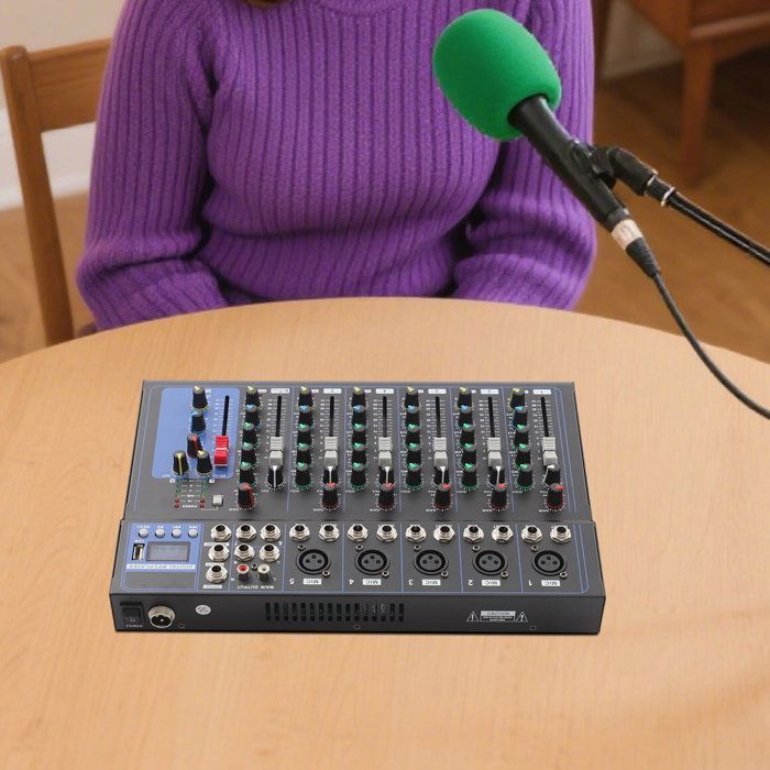 Mezclador de audio de 7 canales - Consola mezcladora profesional para estudio de DJ - 7 canales de mezcla para DJ - Amplificador para consola de DJ