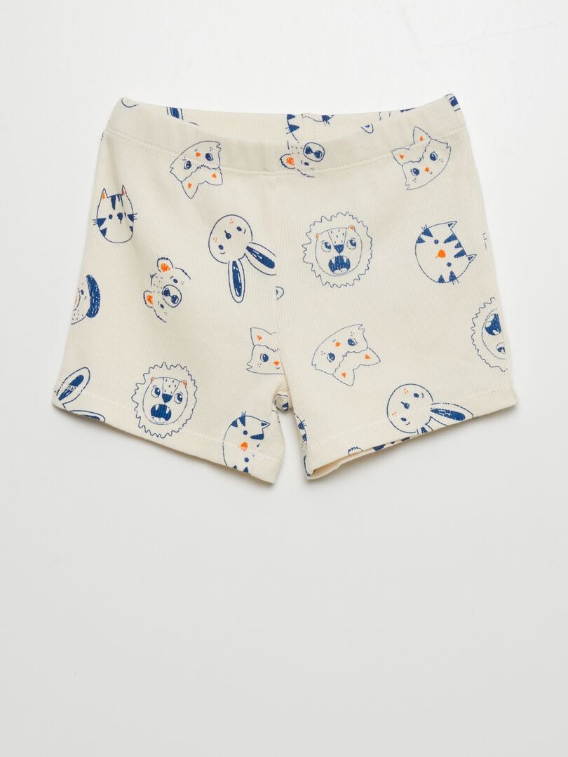 Pysjamassett med t-skjorte og shorts - 2 deler - HVIT