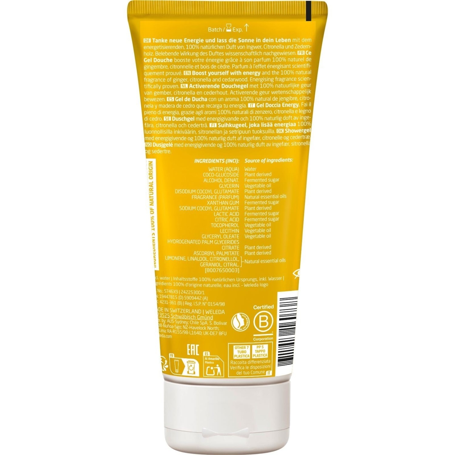 Weleda citrusinių vaisių aromato dušo želė „Energy“ 200 ml