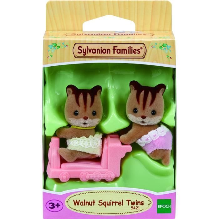 Mini-World - Sylvanian Families - Gemelli Scoiattoli Rossi - Locomotiva Rosa - Unisex - 3 anni