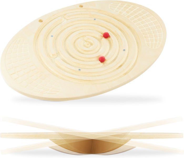 Jouet à Bascule en bois- Planche d'équilibre en bois avec labyrinthe et boules - balance Montessori rocker- Motricité- Max 80 KG