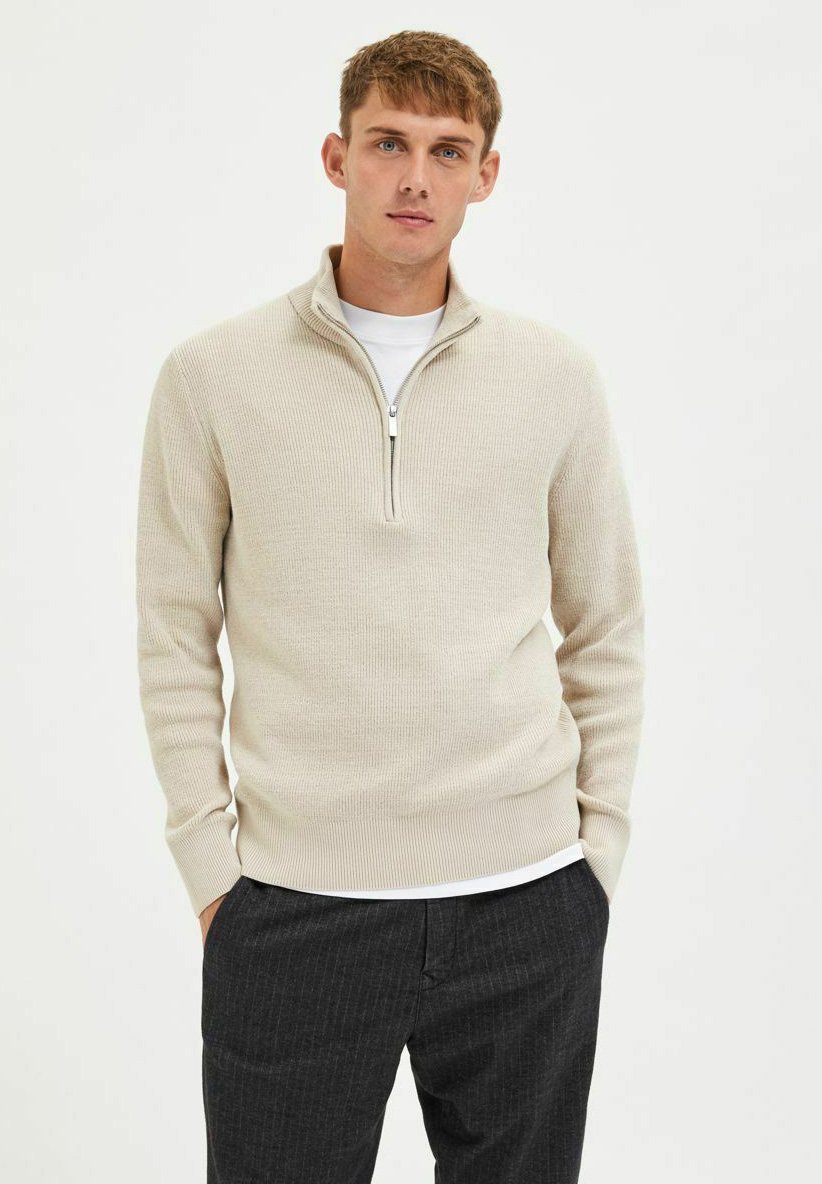 Selected Homme HIGH NECK - Pullover - Haferflocken