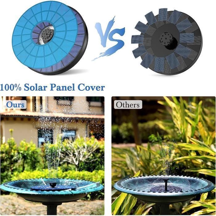 Fuente solar exterior AMZtime con cascada LED de colores, 5,5 W - 7 boquillas, bomba solar para estanques.