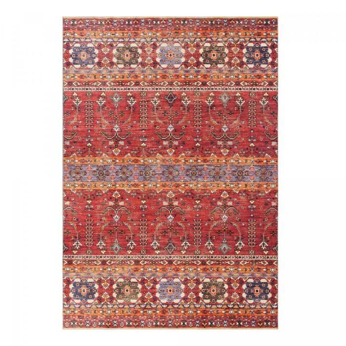 Tapete para sala de estar 60x120 LYN11 Vintage A Vermelho, fácil de cuidar