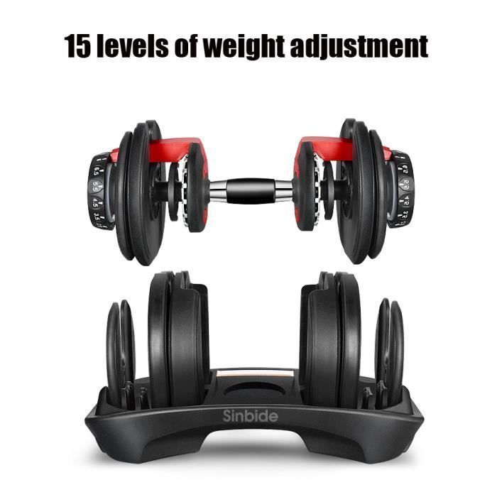 Sinbide Haltère Réglable - 1PCS - 15 Poids Ajustables - 2.27 à 23.9kg - Verrou de Sécurité