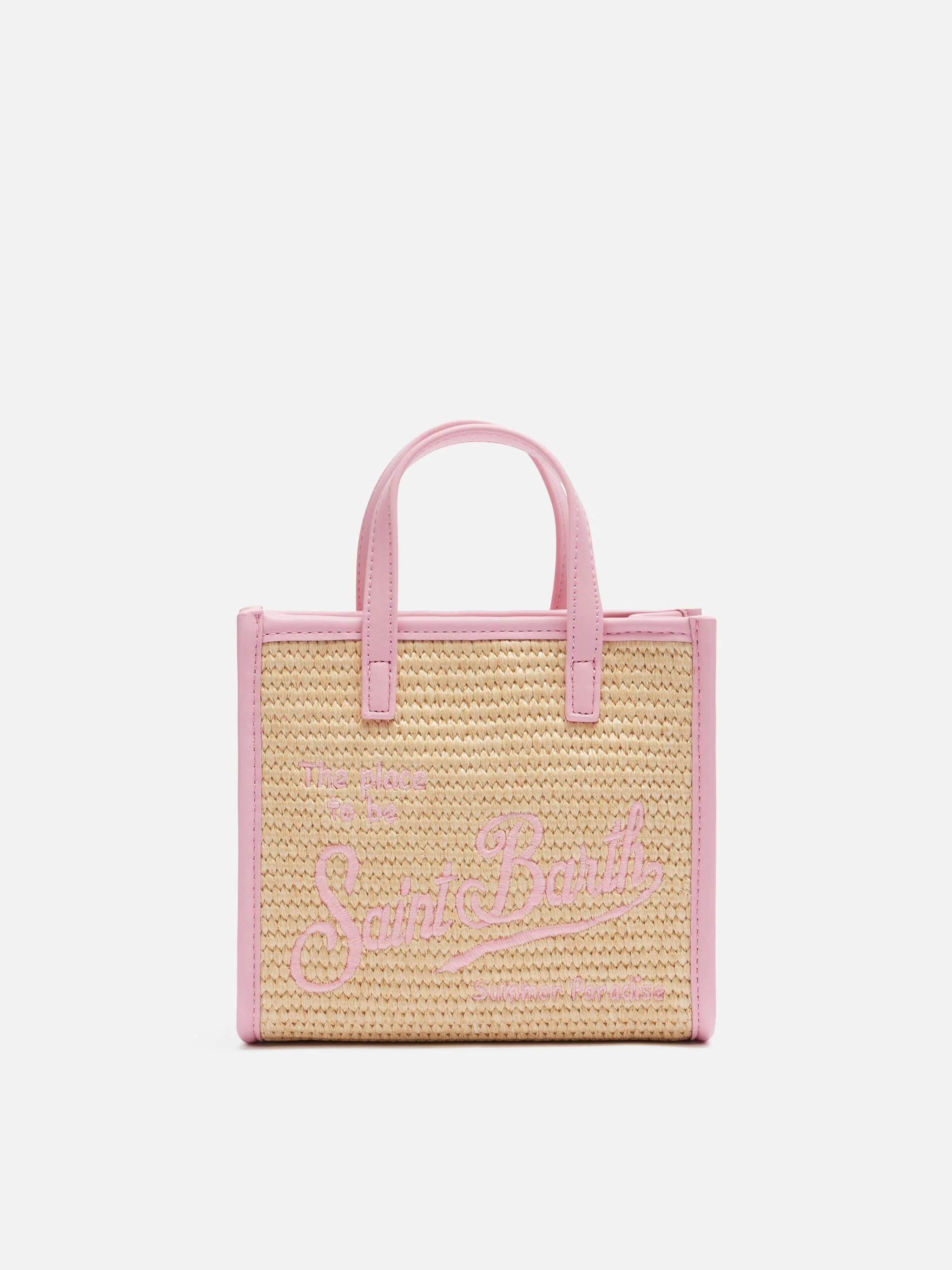 Vivian Mini beige handtas met stro-effect