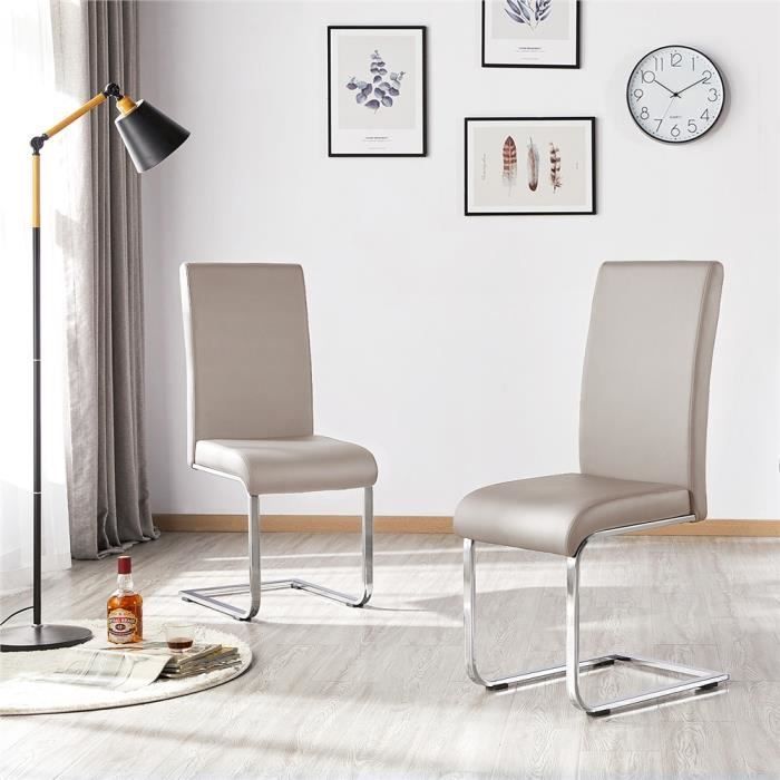 Set di 2 sedie da pranzo - Sedie in similpelle PU - Gambe in metallo - Schienale alto per cucina moderna - Marrone chiaro - YAHEETECH
