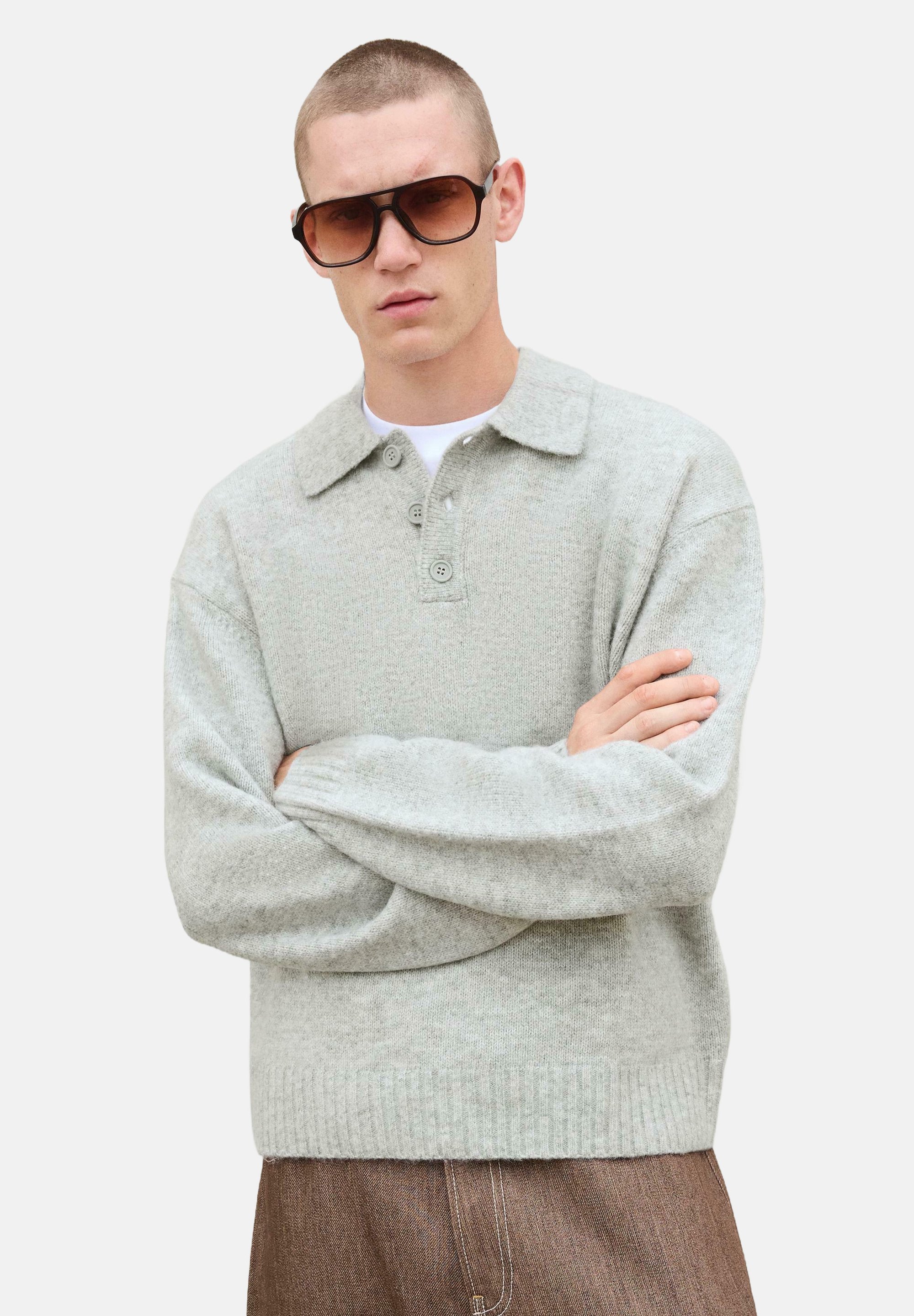 Bershka COLLAR - Trui - grijs