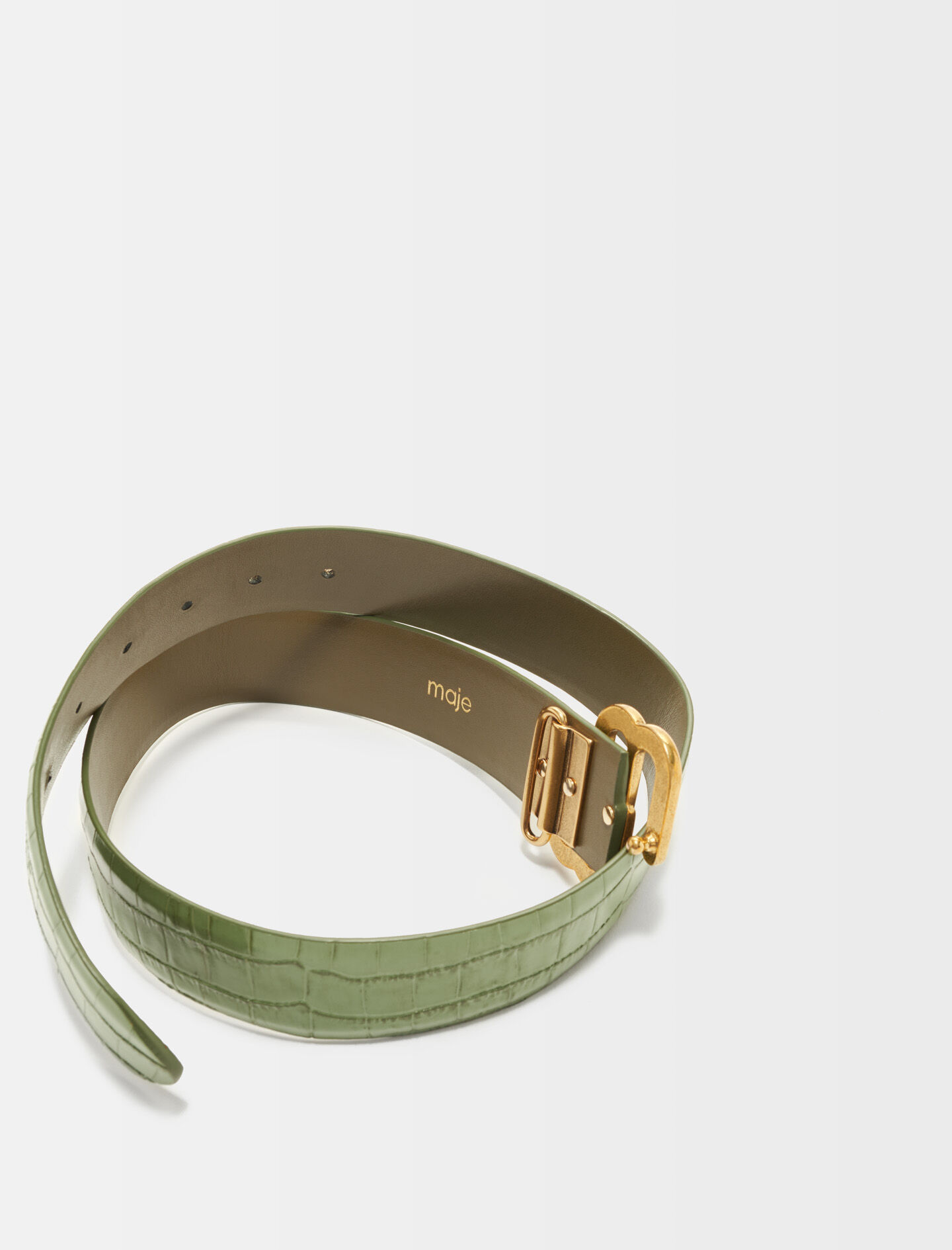 Maje-olive Dubbele Riem van Krokodillenleer M