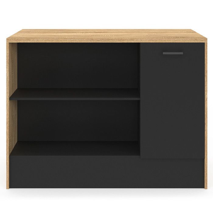 IDMARKET LIO Central Island, 120 cm maximum storage capacity, wood and black
