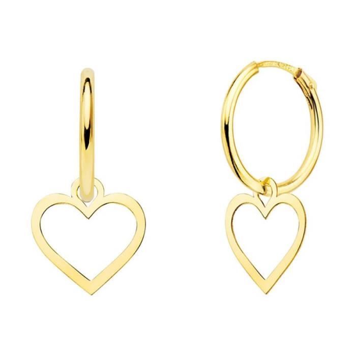 Pendientes de aro de oro de 18 quilates (750/000 amarillo) - Dijes de corazón - L'ATELIER D'AZUR
