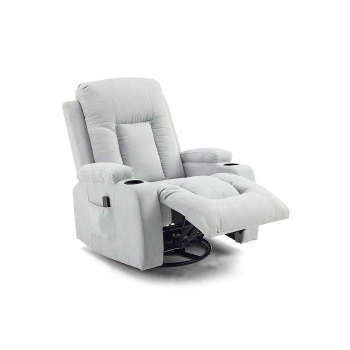 Fauteuil de Massage et Chauffage, avec pivotant à 360°, inclinable manuellement, 76x85x105,Gris Clair