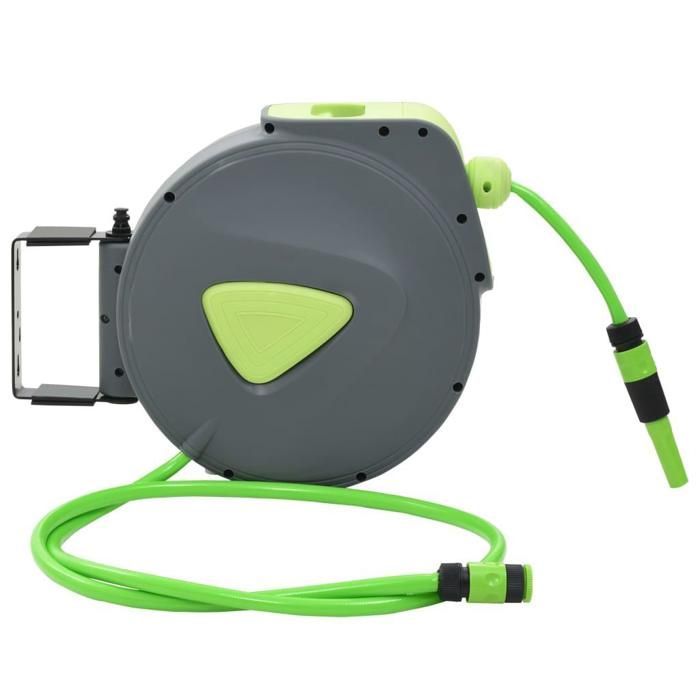 Enrouleur de tuyau d'arrosage - Multicolore - 20+2 m - Mécanisme automatique - Buse ajustable - Fixation murale