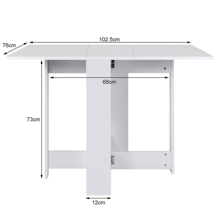 Tavolo da pranzo VIVOLILV - Tavolo da cucina pieghevole - 102,5x76x73 cm - Bianco - Per piccoli spazi