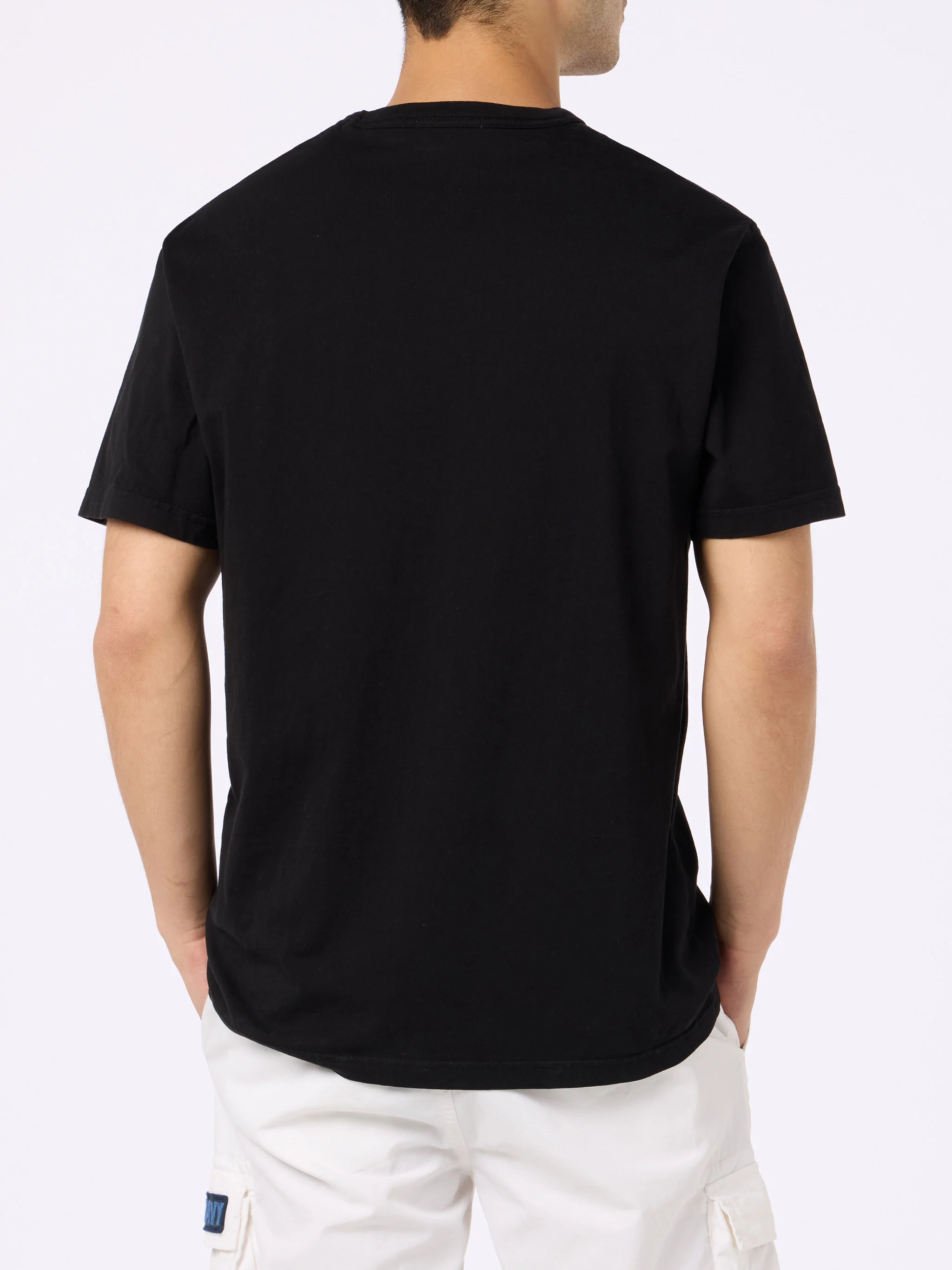 Camiseta negra de punto de algodón Dover para hombre con bordado de St. Barth