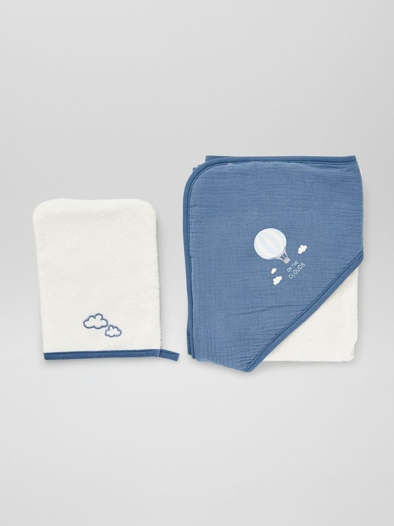 Badcape + badhandschoen - 2-delig - BLAUW