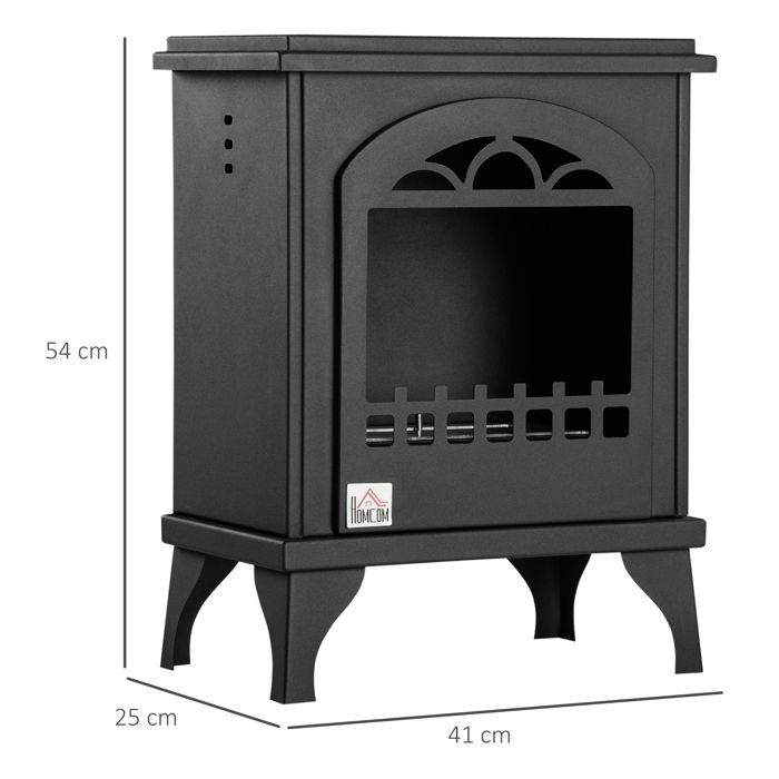 Chimenea de bioetanol - HOMCOM - independiente, depósito de 1,2 L, autonomía de 3 horas, cobertura de 25 m² - acero - 41 x 25 x 54 cm - negra