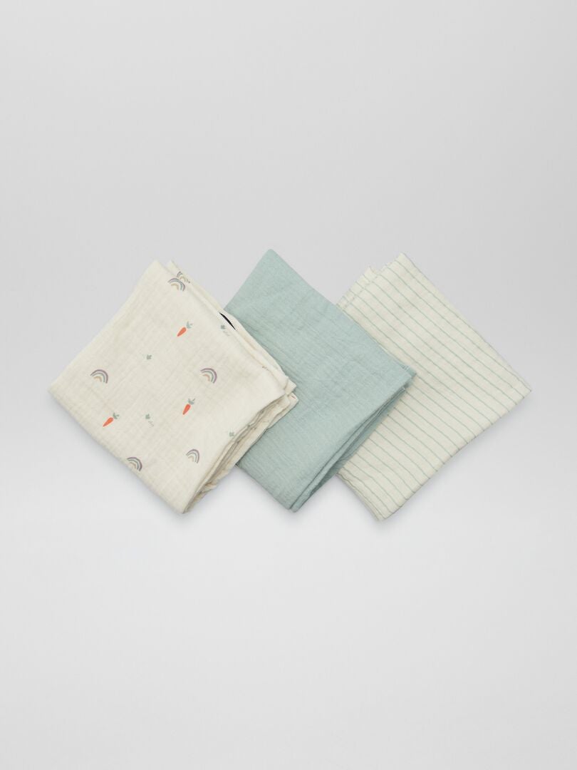 Set van 3 katoenen gaasdekens - WIT