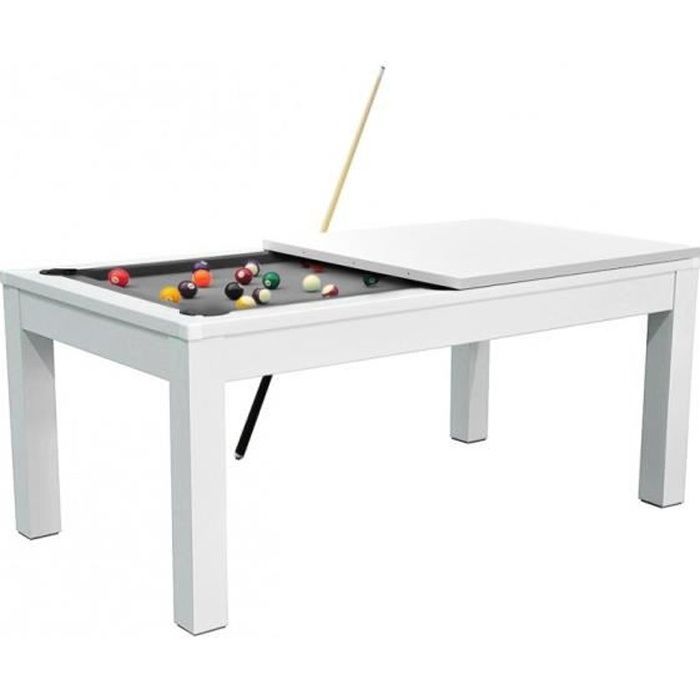 7FT Convertible Biljarttafel - Meyer - Wit - Grijs Doek - 213 x 112,5 x 82,5 cm