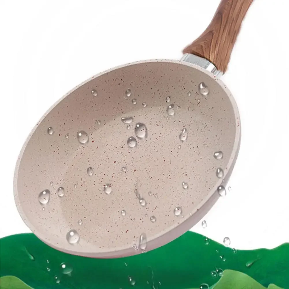 Poêle à fond plat antiadhésive, mini-œufs au plat, riz au blé, cocotte en pierre, steak, plaque à induction, flamme nue, ustensiles de cuisine universels