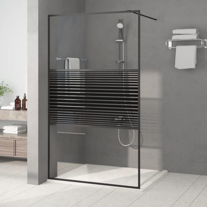 vidaXL Shower Screen, Partition, Shower Enclosure, Bathroom Interior, Splash Resistant, Black, 115x195 cm, 152148