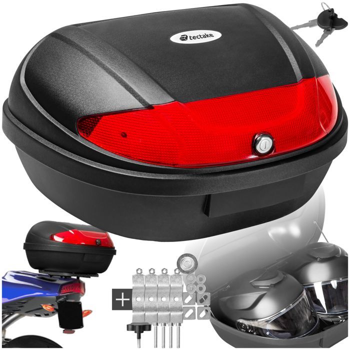 Maletero para ciclomotor - TECTAKE - MATZE Maletero para 2 cascos, 48 L de capacidad con mecanismo de cierre seguro