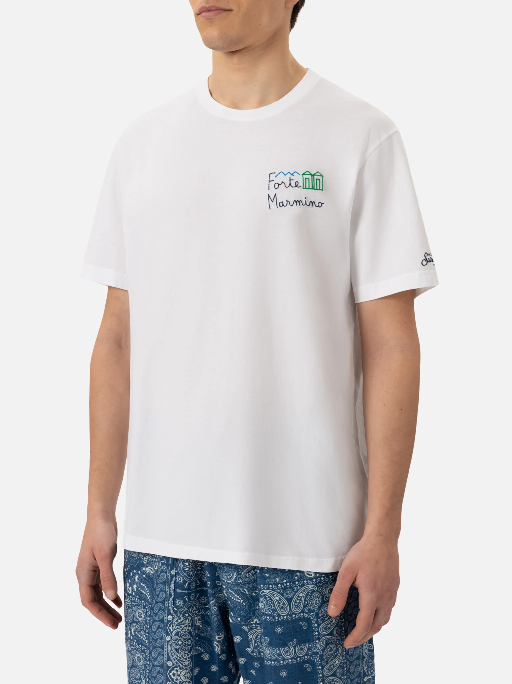 Portofino katoenen T-shirt met Forte Marmino-borduurwerk