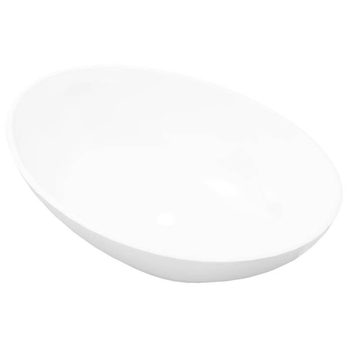 vidaXL Oval Ceramic Washbasin White Hand Basin Bathroom Sink 140674