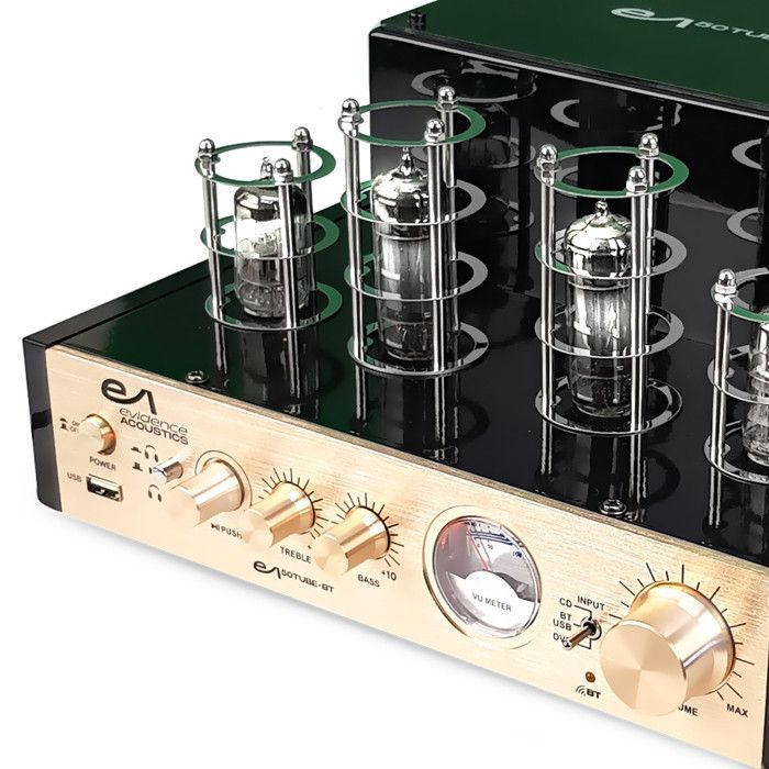 Pack Home-Cinéma 2.0 Evidence Acoustics EA800-PG - 2x500W PMPO, Amplificateur à tube, EA-50TUBE-BT stéréo Vintage, Micro VHF