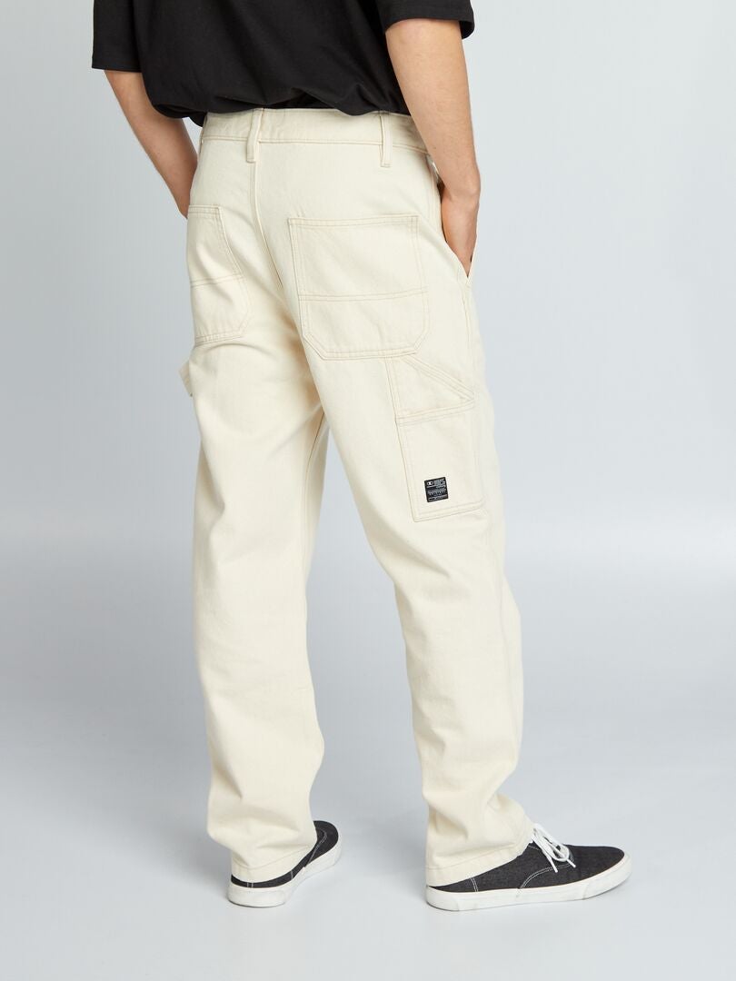 Calça jeans de perna larga - BEGE