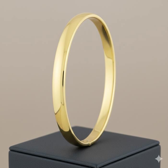 Bracelet - Femme - Jonc - Rond - Lisse - Plaqué Or Jaune 750/1000 - 3 Microns - 66 mm
