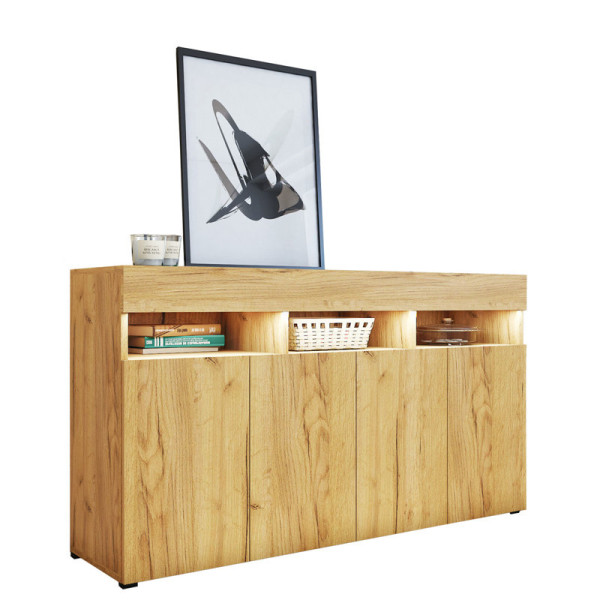Komoda do salonu 140 cm dąb craft złoty PREMIUM