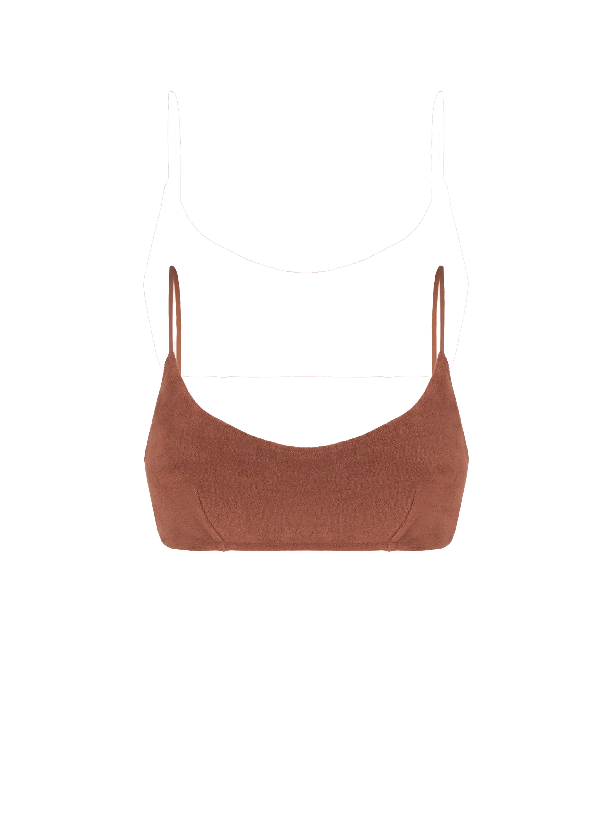 Traje de baño tipo bralette de tela de rizo marrón