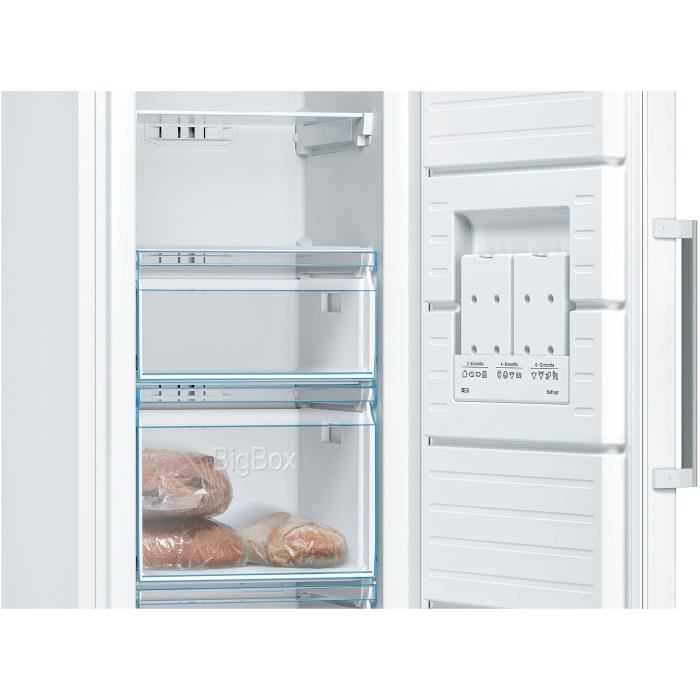 Congelador vertical - BOSCH SER4 - GSN36CWEP - Clase energética E - 242 L - 186 x 60 x 65 cm - Blanco