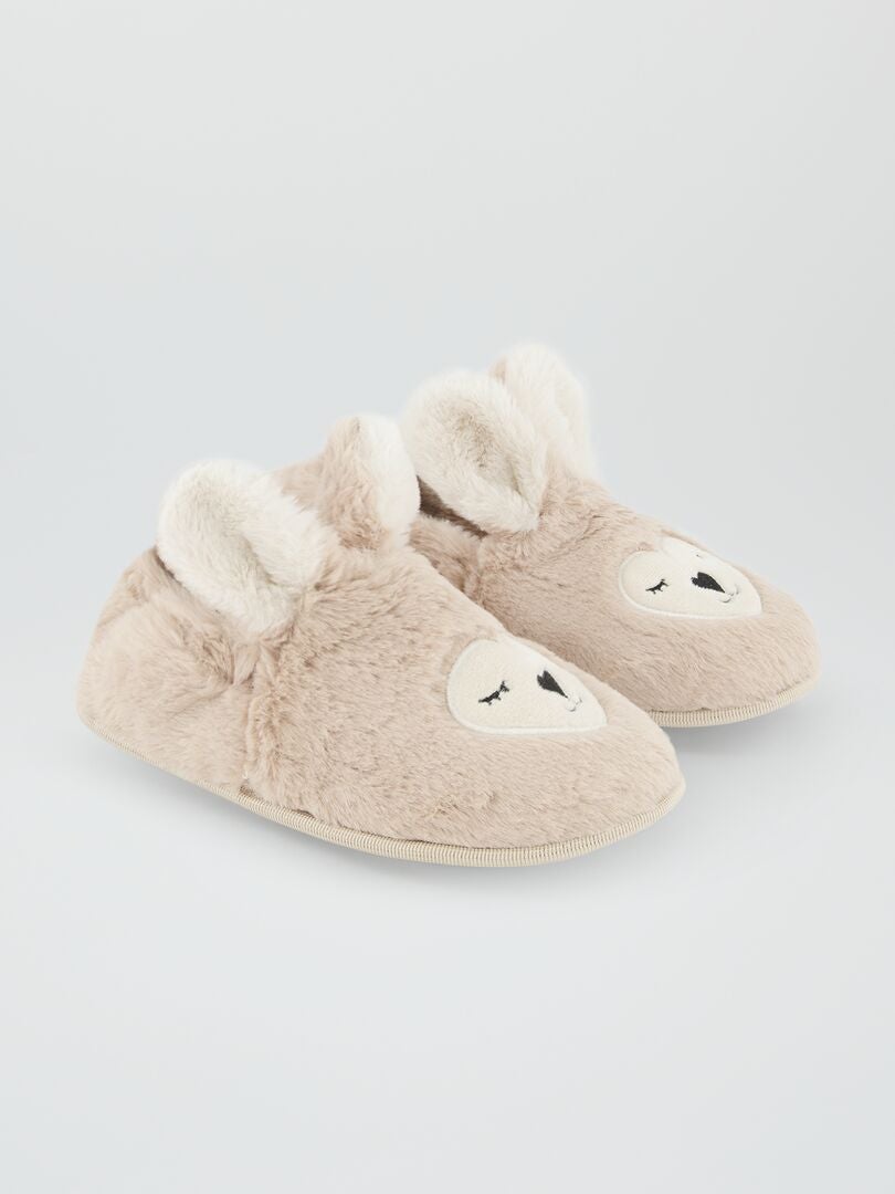 Pantuflas suaves con forma de conejo - BEIGE