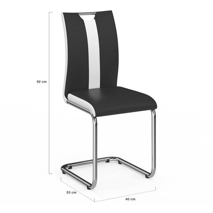 IDMARKET Set van 4 PIA eetkamerstoelen met zwarte chromen poten