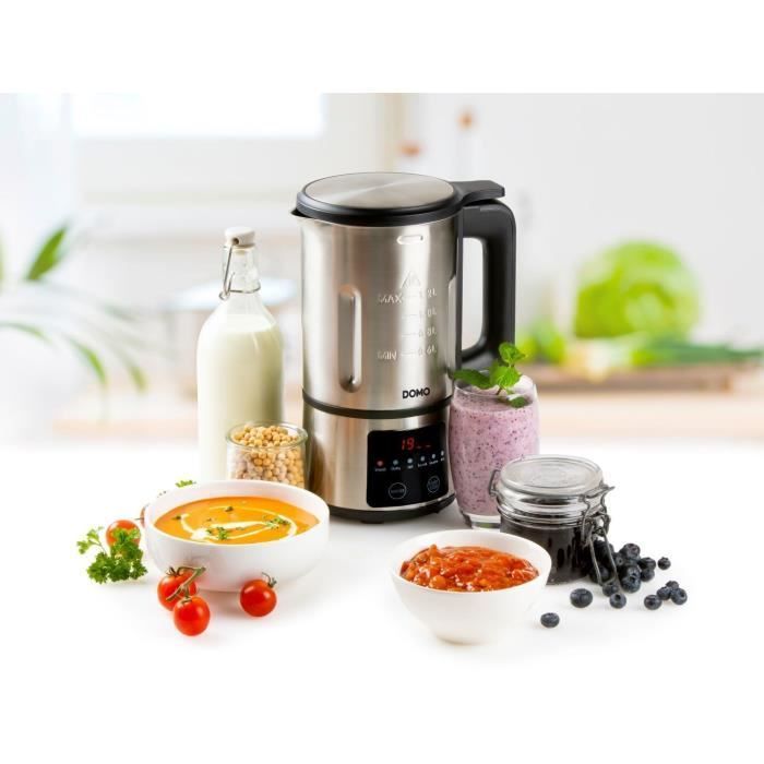 Frullatore riscaldato DOMO - Acciaio inox - 1,2 L - 6 programmi - 800 Watt - DO727BL