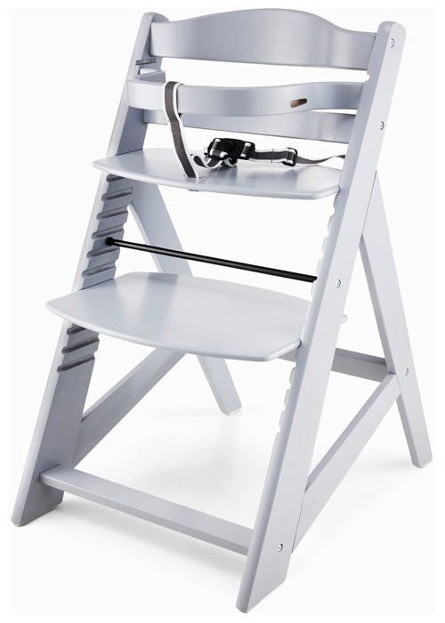 Moby-System High Chair for Babies 6+ Months | 12 Adjustable Seat Positions | Detachable Tray, Cushions & 3-Point Harness - Grey