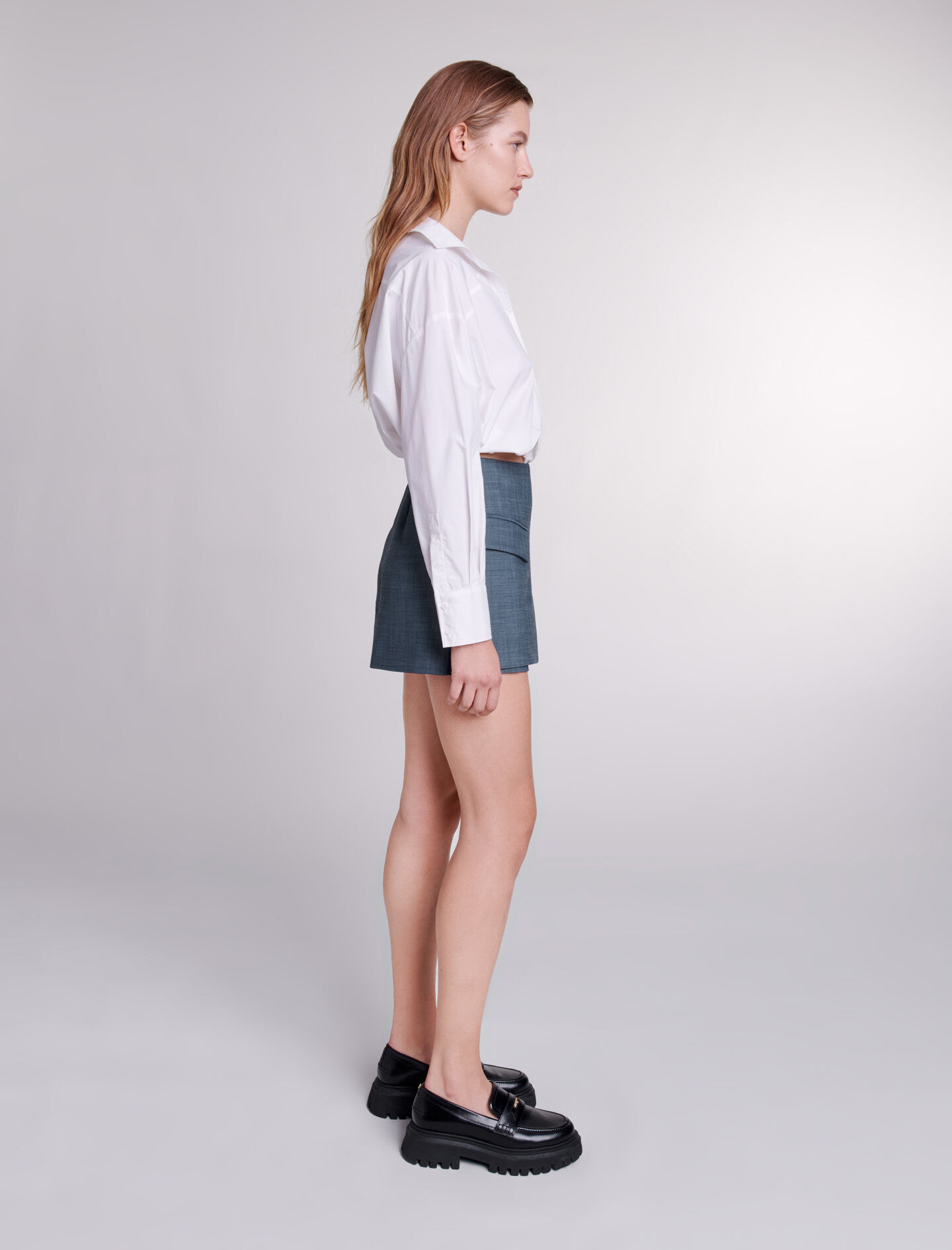 Trompe l'oeil korte broek - Blauw Petrol