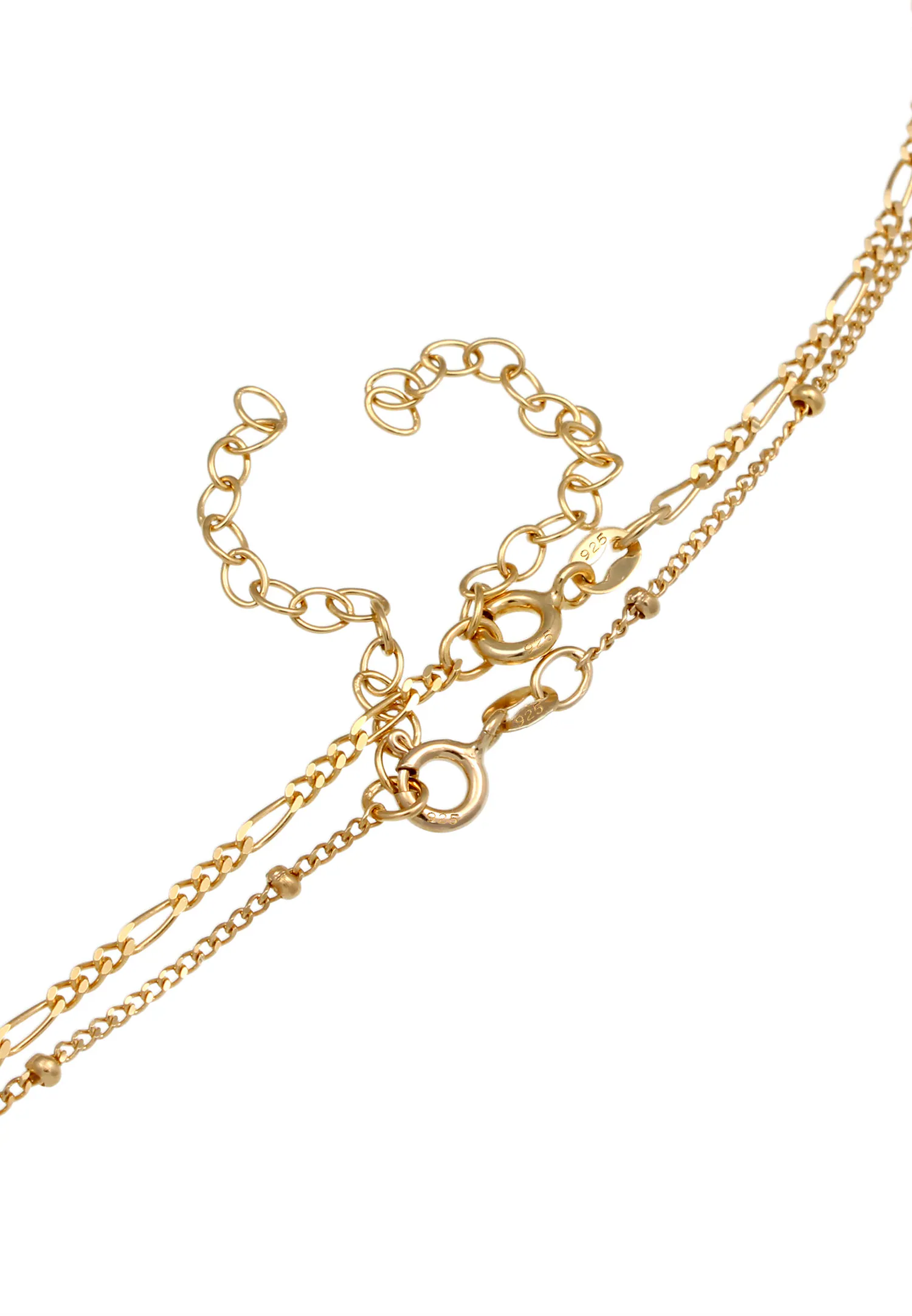 Elli Couche Chaîne de Figaro Chaiîne á Boules Basic Collier Femme - (925/1000) Argent