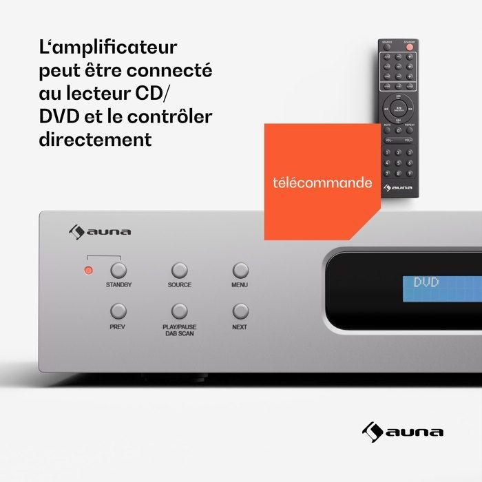 Amplificatore HiFi - AUNA - Art22 DAB+ BT - 2x60W - Bluetooth - Radio DAB+ - CD/DVD