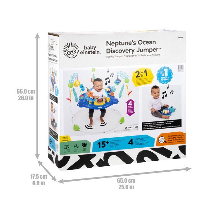 BABY EINSTEIN NEPTUNE Aire d'éveil bébé multi-jouets, Cadeau Noel bébé, pivotant 360°  Jouet tortue amovible, 13 jeux multilingues