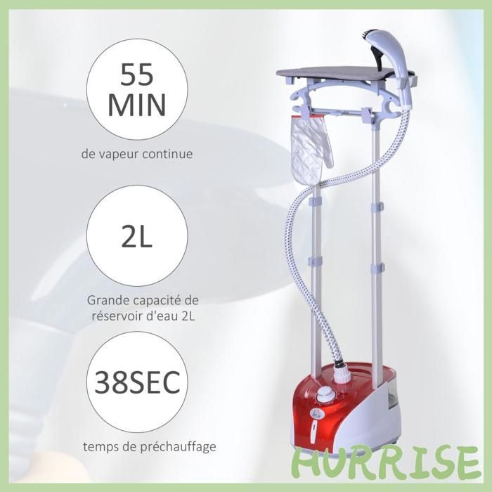 Plancha de vapor vertical Cocosity de 1950 W y 32 g/min, depósito de agua de 2 litros, mástil telescópico y plancha vertical con autonomía de 45 minutos.