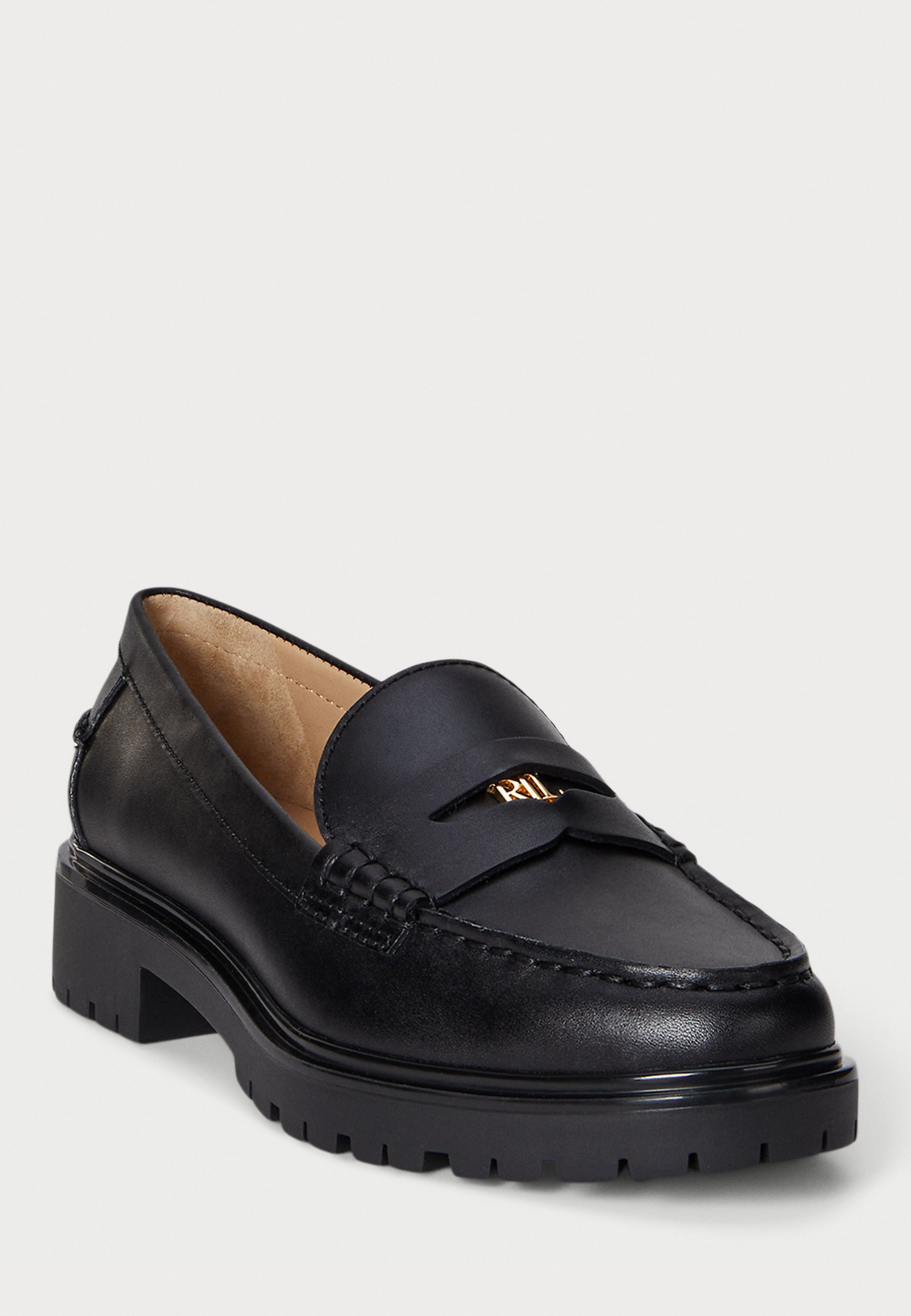 Lauren Ralph Lauren MARLI KALFSLEER PENNY LOAFER - Instappers - zwart